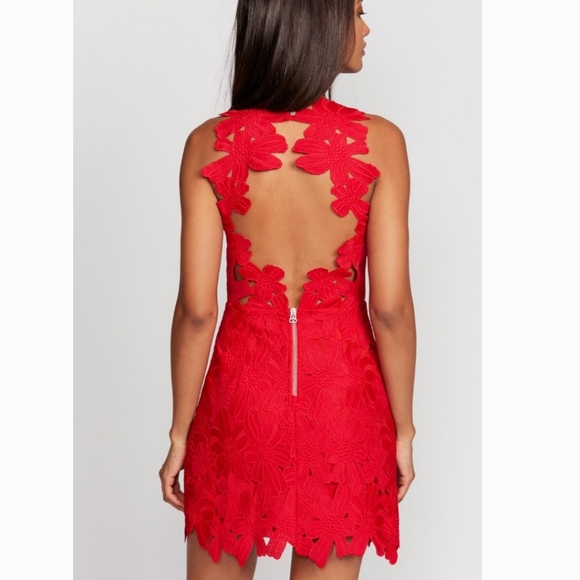 Free People x Saylor Jessa Lace Mini Dress, Bright Red, Sz. L - Picture 3 of 14